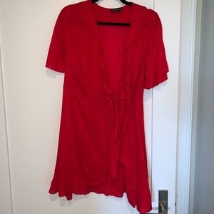 Red wrap dress